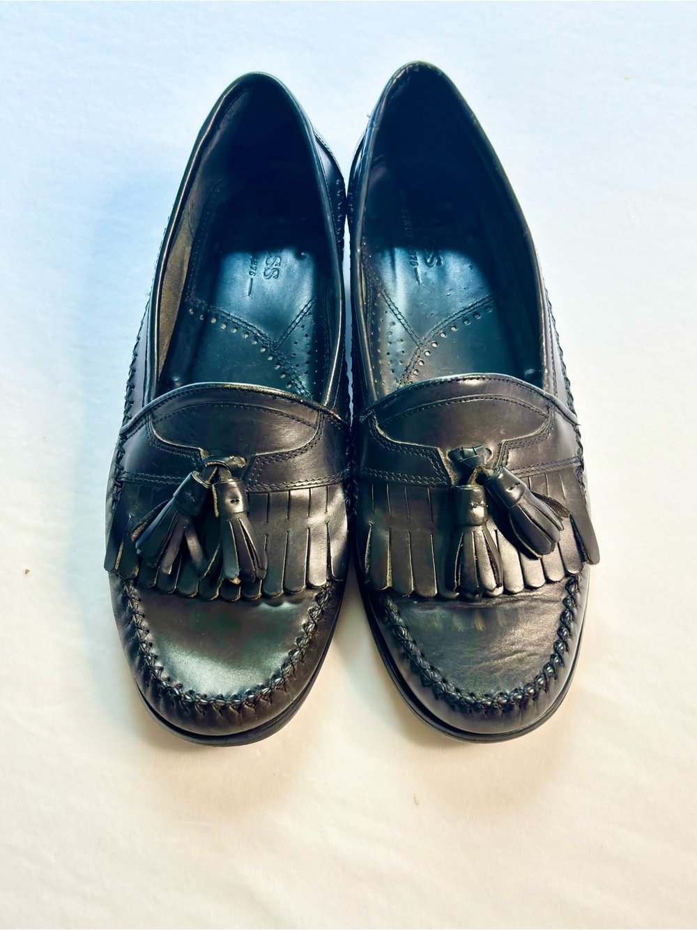 GH Bass Lowell Black Leather Tassel Kiltie Loafers